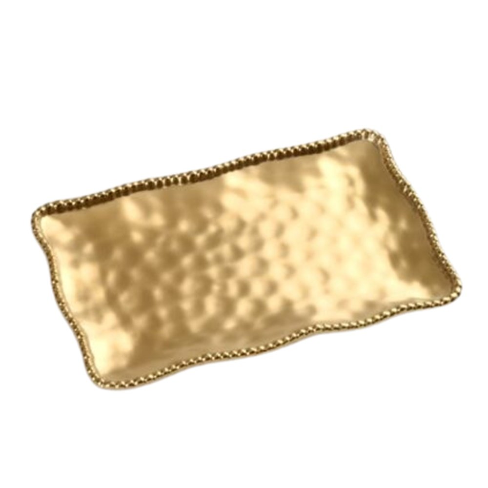 36 cm Mat Doku Altın Porselen Dikdörtgen Servis